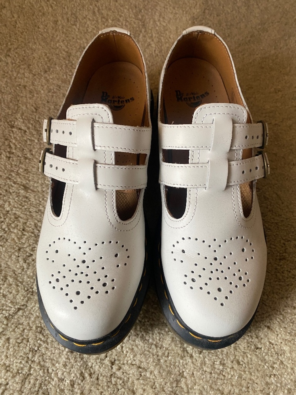 Dr. Martens Women's Mary Jane Shoes-Size US8/UK 6-White